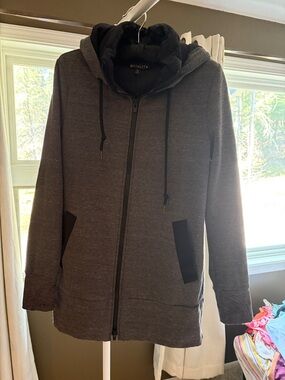 Athleta Black and Gray Hooded Full-Zip Jacket